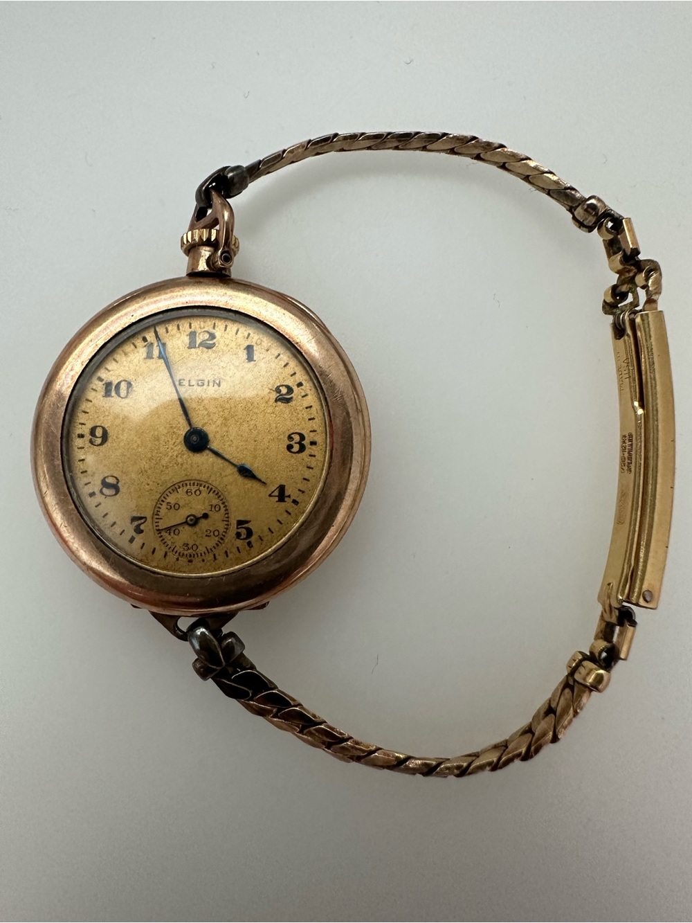 Vintage Elgin Gold Filled Pocket Watch converted to GF Bracelet Made in USA